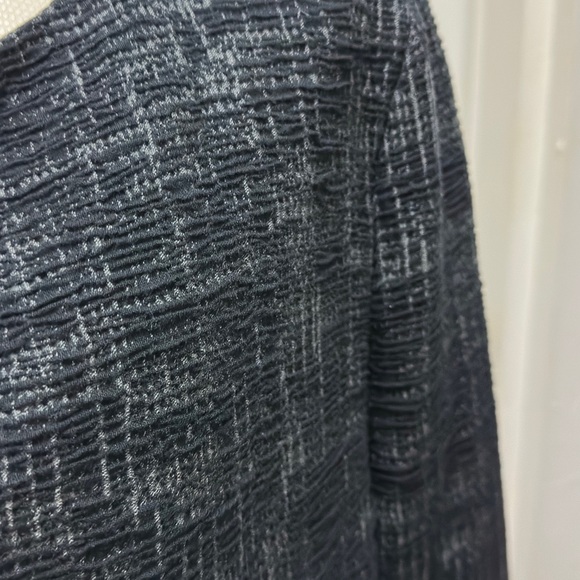 345 Eileen Fisher | NWOT $228 USA Textured Open Front Jacket Black Gray (Size M) - Picture 5 of 11